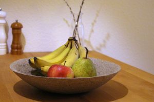 upcycling Obstschale grau, mit Deko
